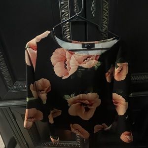 Bcx poppy flowered shirt stretchy 3/4 length